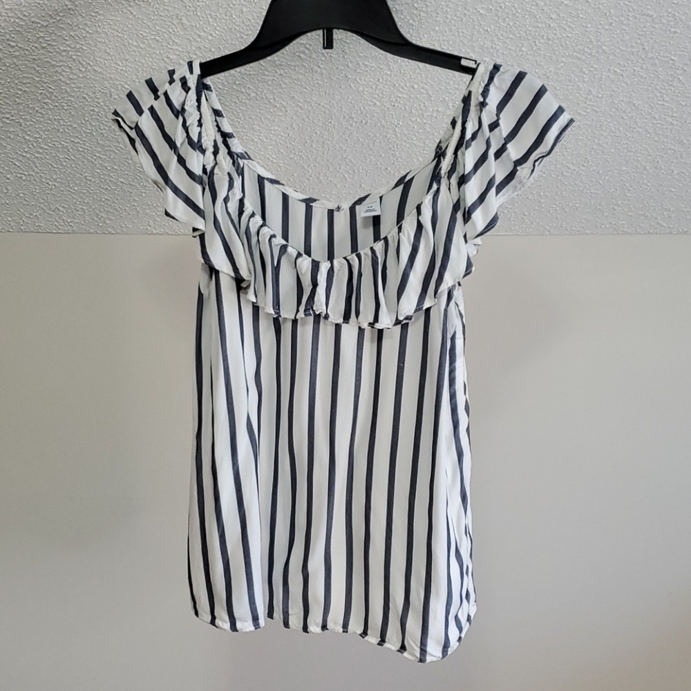 Old Navy White w/ Gray Stripes Blouse, sz:XS